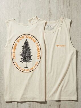 Columbia Cream Tank Top with Orange and Black Logo